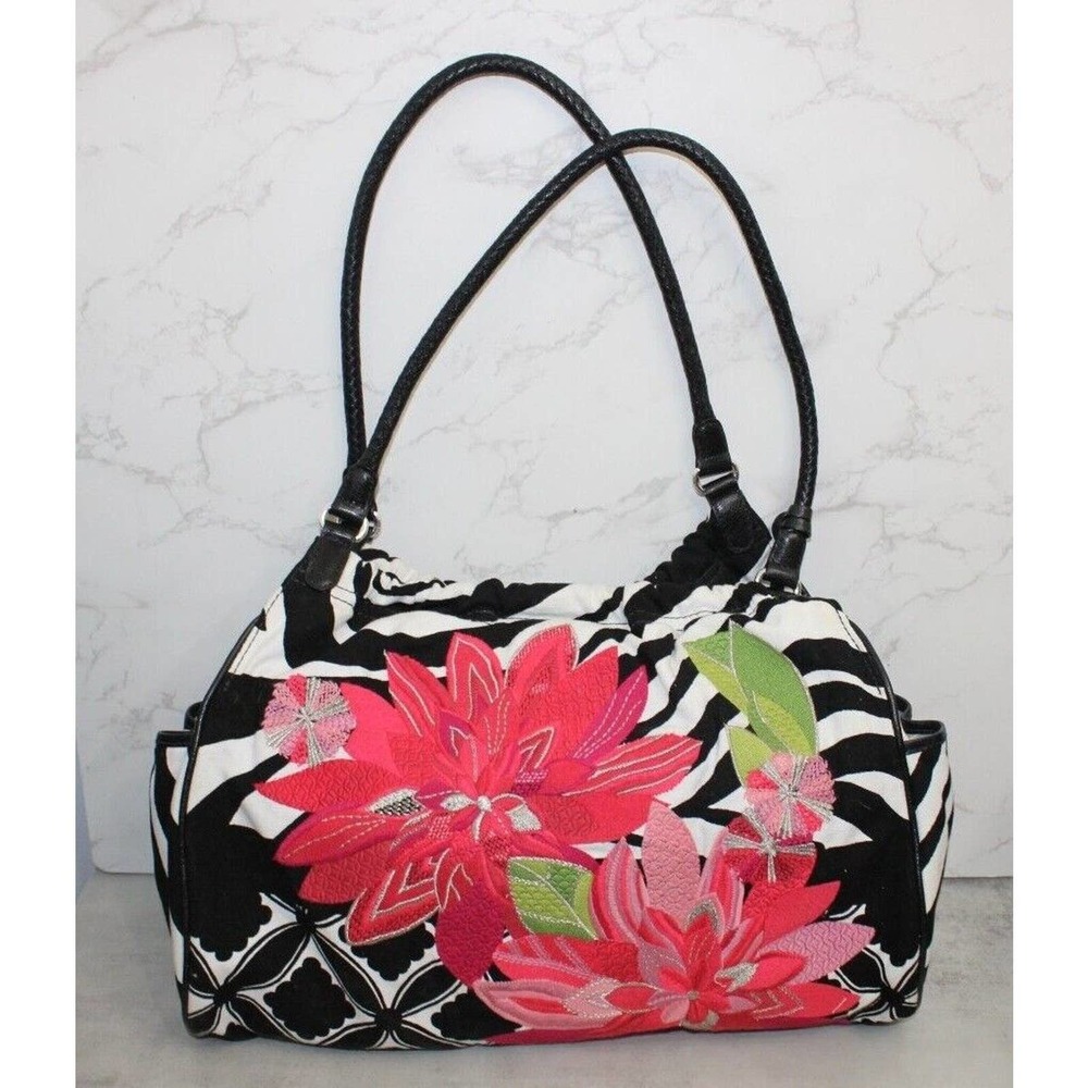 Brighton Embroidered Patterned Hobo Bag Leather Accents Large